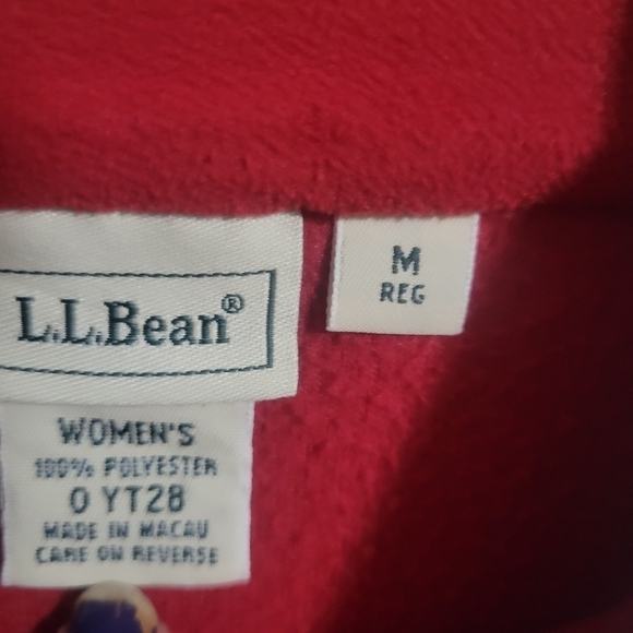 LL Bean Libean Red Fleece Quartier Zip Sweater size Regular Medium - Picture 5 of 10